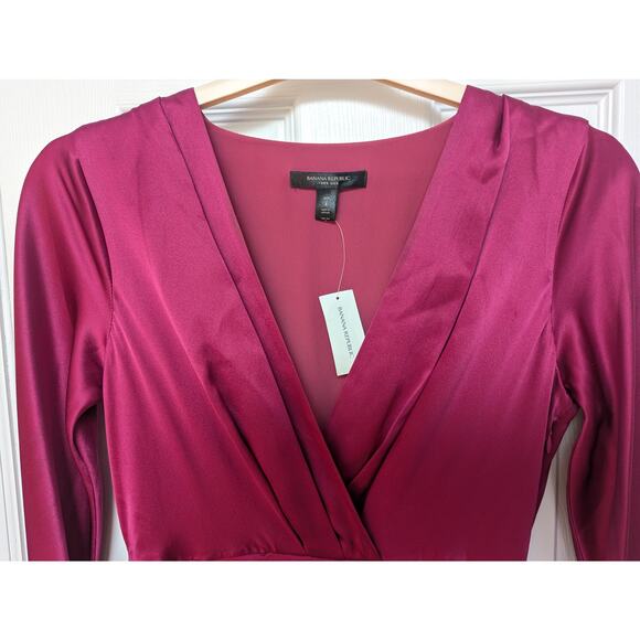 Banana Republic Dress Size 4P Etude 100% Silk Maxi Berry Pink Fuchsia NWT - Picture 8 of 16